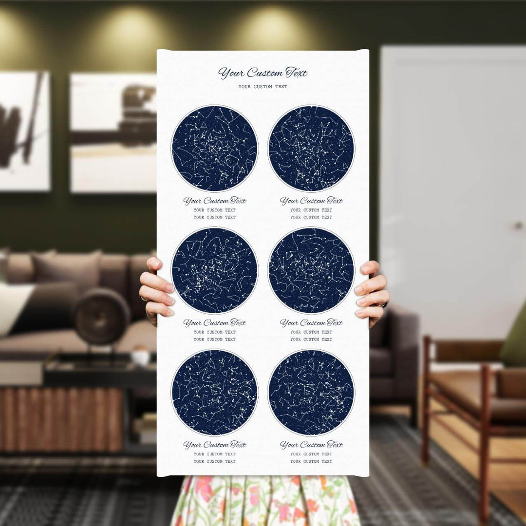 Star Map Gift Personalized With 6 Night Skies, Vertical, Wrapped Canvas Art Print, Styled#color-finish_wrapped-canvas
