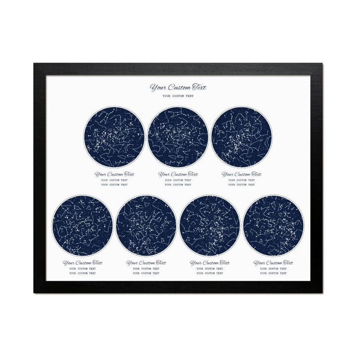 Star Map Gift Personalized With 7 Night Skies, Horizontal, Black Thin Framed Art Print#color-finish_black-thin-frame