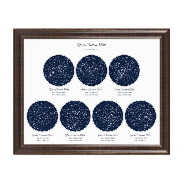 Star Map Gift Personalized With 7 Night Skies, Horizontal, Espresso Beveled Framed Art Print#color-finish_espresso-beveled-frame