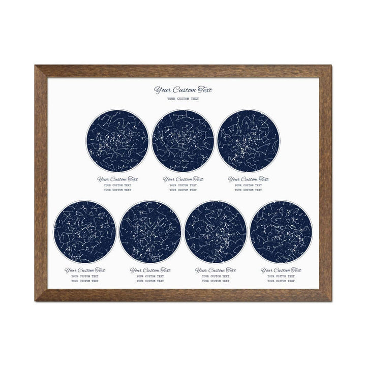 Star Map Gift Personalized With 7 Night Skies, Horizontal, Walnut Thin Framed Art Print#color-finish_walnut-thin-frame