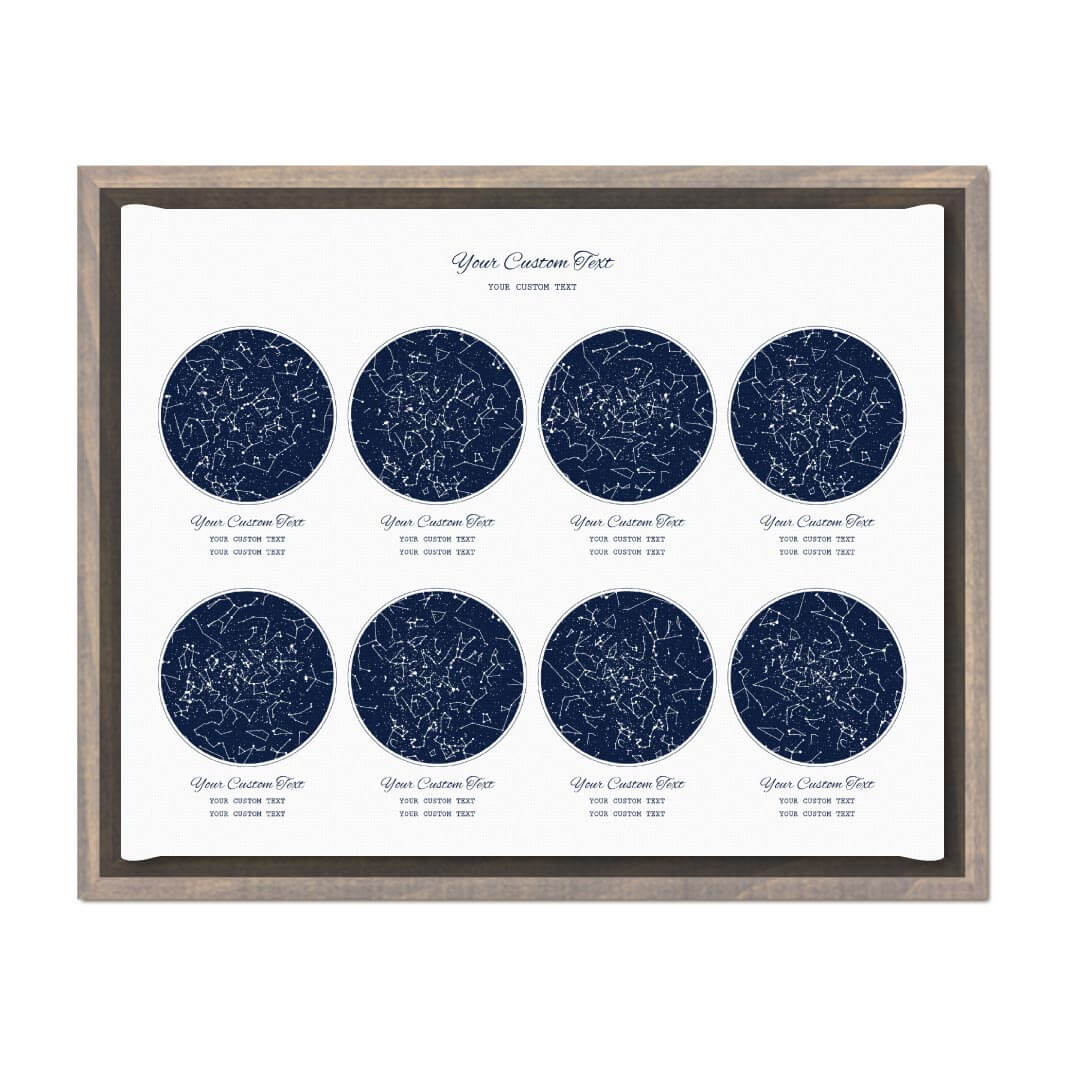 Star Map Gift Personalized With 8 Night Skies, Horizontal, Gray Floater Framed Art Print#color-finish_gray-floater-frame