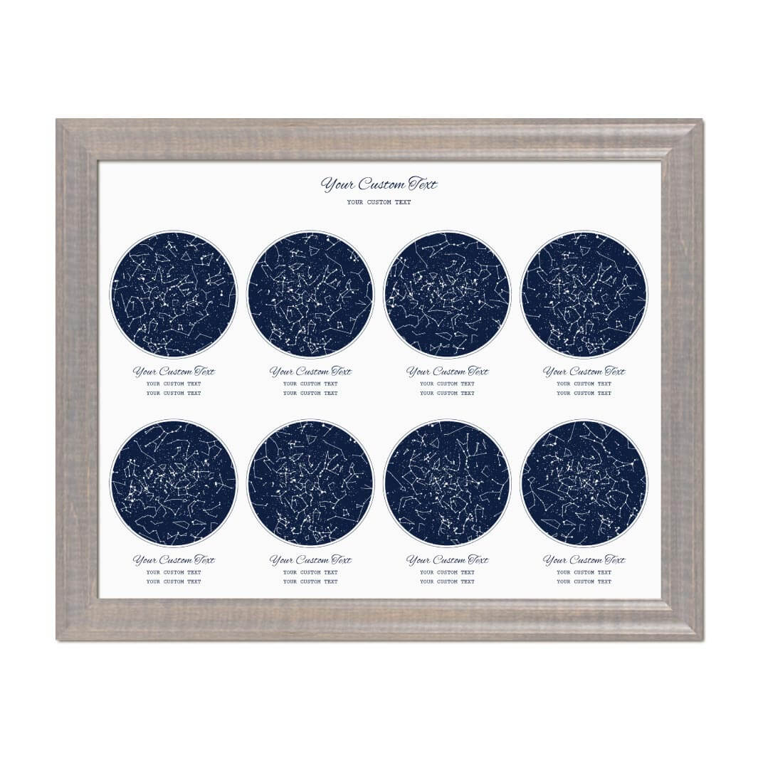 Star Map Gift Personalized With 8 Night Skies, Horizontal, Gray Beveled Framed Art Print#color-finish_gray-beveled-frame