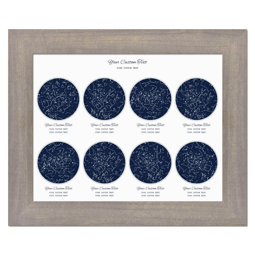 Star Map Gift Personalized With 8 Night Skies, Horizontal, Gray Wide Framed Art Print#color-finish_gray-wide-frame