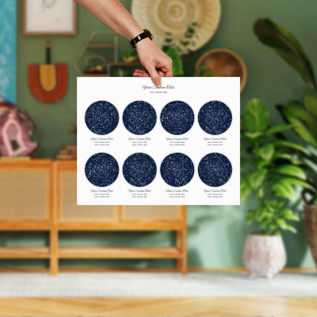 Star Map Gift Personalized With 8 Night Skies, Horizontal, Unframed Art Print, Styled#color-finish_unframed