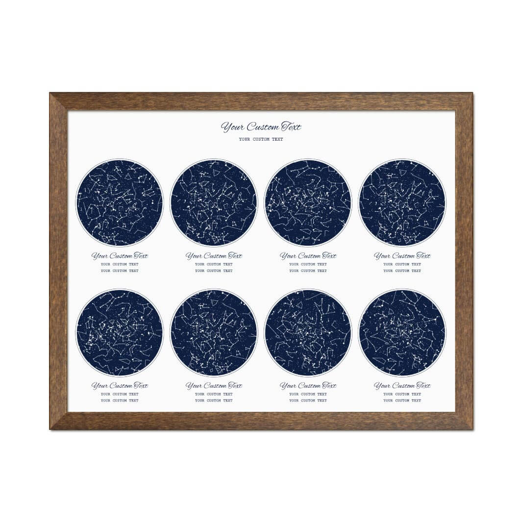 Star Map Gift Personalized With 8 Night Skies, Horizontal, Walnut Thin Framed Art Print#color-finish_walnut-thin-frame
