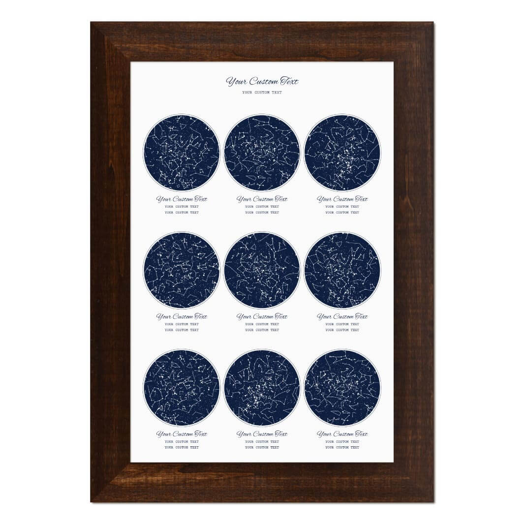 Star Map Gift Personalized With 9 Night Skies, Vertical, Espresso Wide Framed Art Print#color-finish_espresso-wide-frame