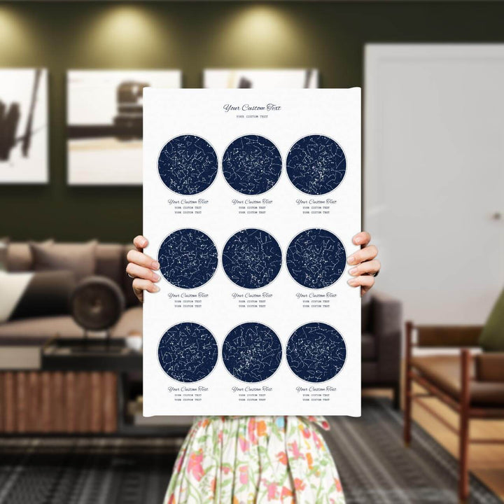 Star Map Gift Personalized With 9 Night Skies, Vertical, Wrapped Canvas Art Print, Styled#color-finish_wrapped-canvas
