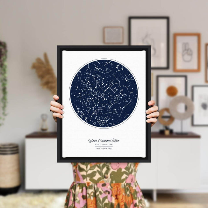 Custom Night Sky Print with 1 Star Map, Personalized Vertical Canvas Poster, Black Floater Frame, Styled#color-finish_black-floater-frame
