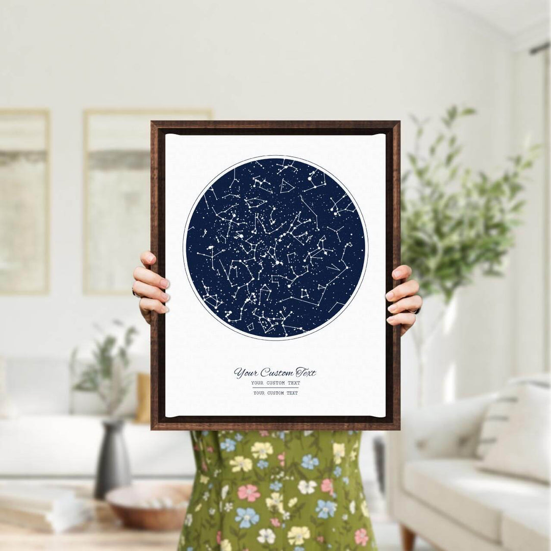 Custom Night Sky Print with 1 Star Map, Personalized Vertical Canvas Poster, Espresso Floater Frame, Styled#color-finish_espresso-floater-frame