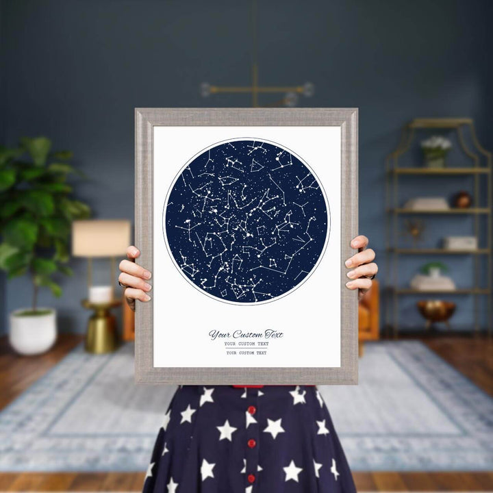 Star Map Gift with 1 Night Sky, Personalized Vertical Paper Poster, Gray Beveled Frame, Styled#color-finish_gray-beveled-frame