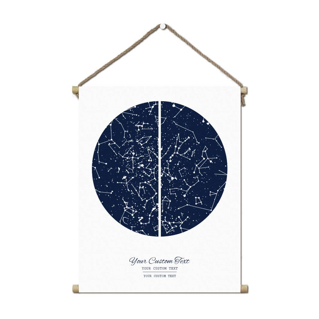 Star Map Gift with 2 Night Skies, Custom Vertical Paper Print, Hanging Canvas#color-finish_hanging-canvas