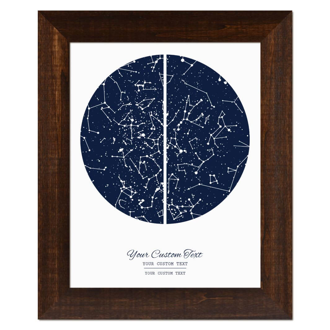 Star Map Gift with 2 Night Skies, Custom Vertical Paper Print, Espresso Wide Frame#color-finish_espresso-wide-frame
